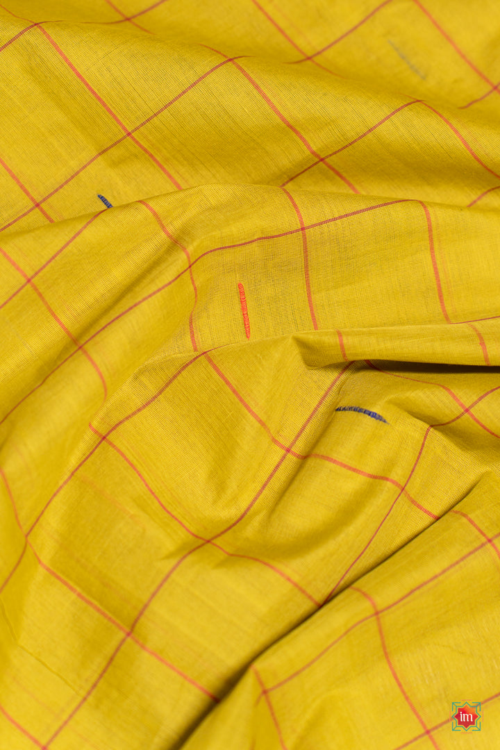 Lime-Green-Checkered-Venkatgiri-Cotton-Saree-Kadambari-2-The-Indian-Motif