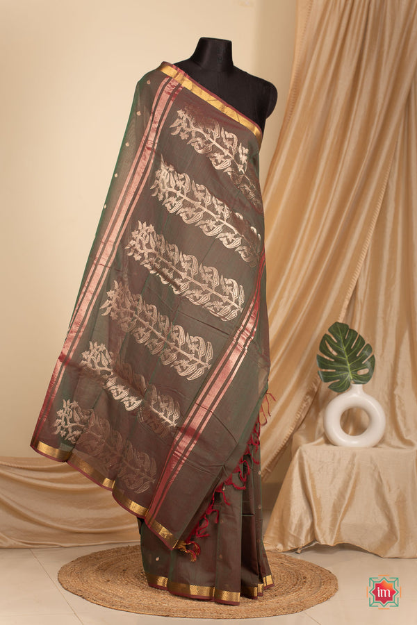 Manthulir-Green-Kodalikaruppur-Kanchi-Cotton-Saree-Bhoomija-The-Indian-Motif