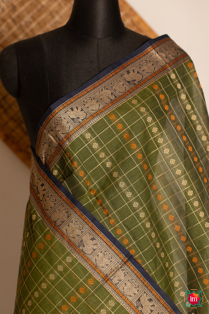 Mint-Green-1000-Butta-Handloom-Kanchi-Cotton-Dupatta-Kamalam-1-The-Indian-Motif