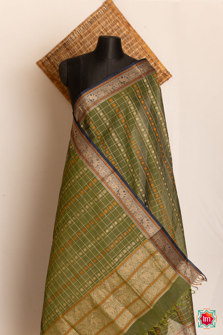 Mint-Green-1000-Butta-Handloom-Kanchi-Cotton-Dupatta-Kamalam-The-Indian-Motif