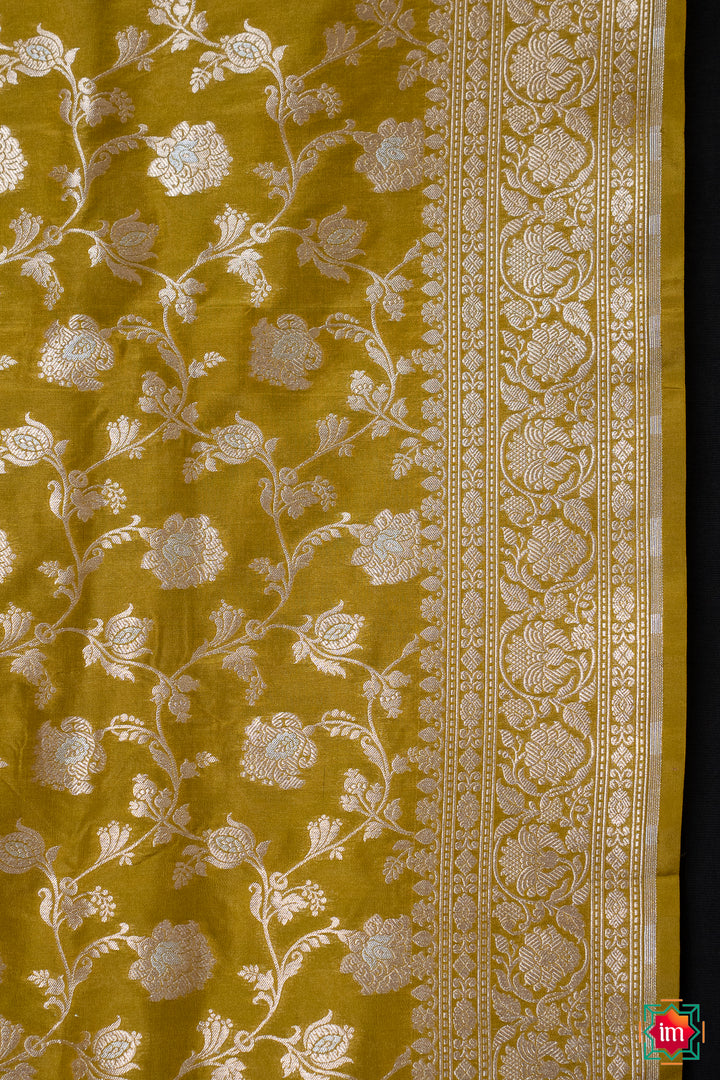 Mint Green Pure Benaras Silk Saree Heena-3-The Indian Motif