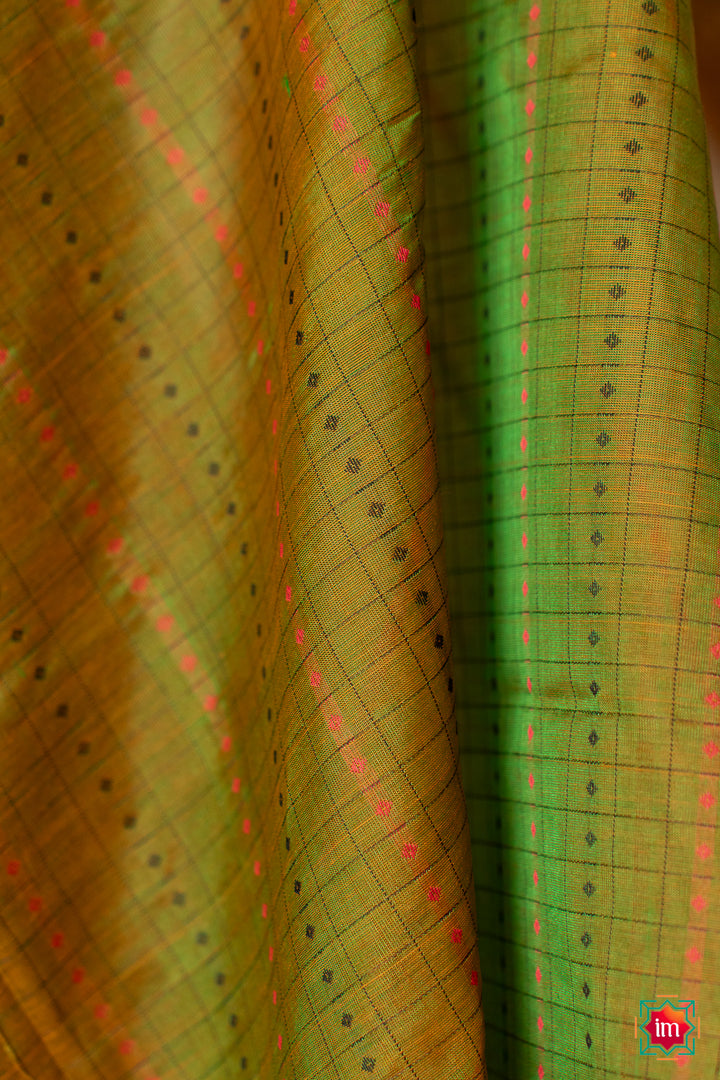 Moss-Green-Lakshadeepam-Butta-Handloom-Kanchi-Cotton-Dupatta-Pachai-2-The-Indian-Motif