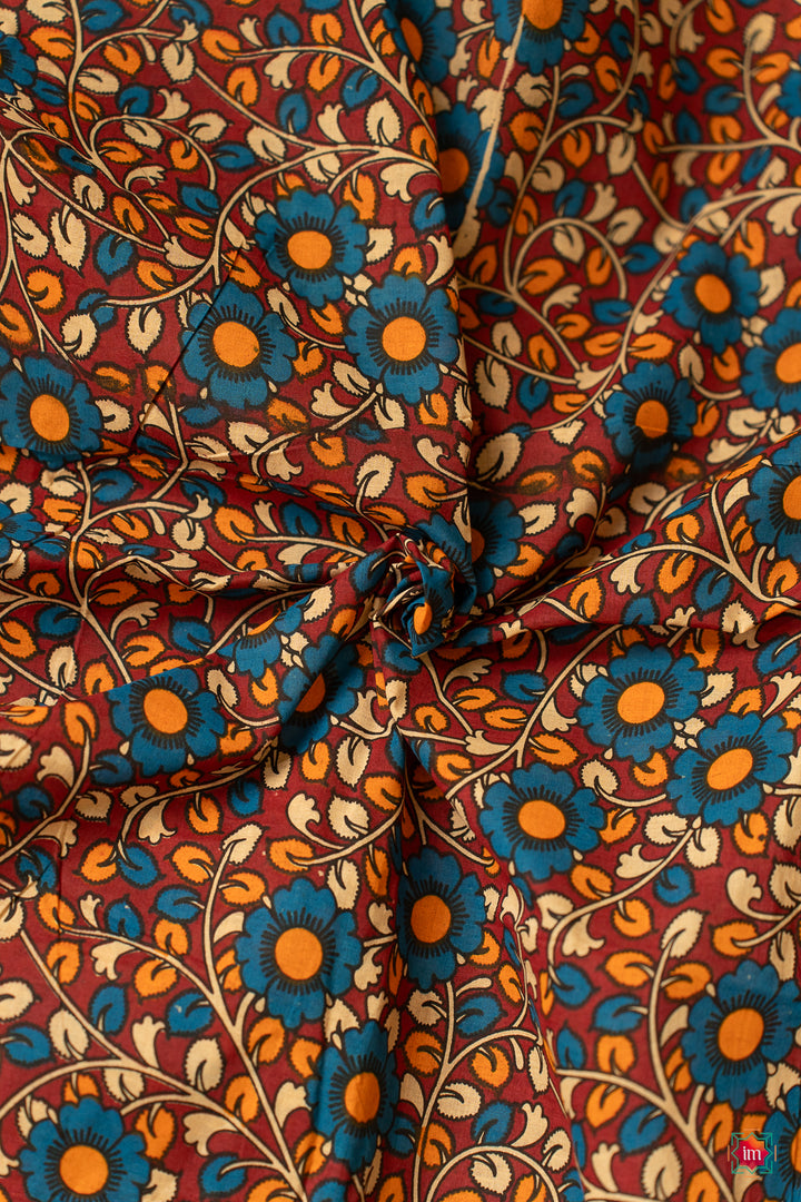 Multicolour-Kalamkari-Sungudi-Cotton-Saree-Neelambari-2-The-Indian-Motif