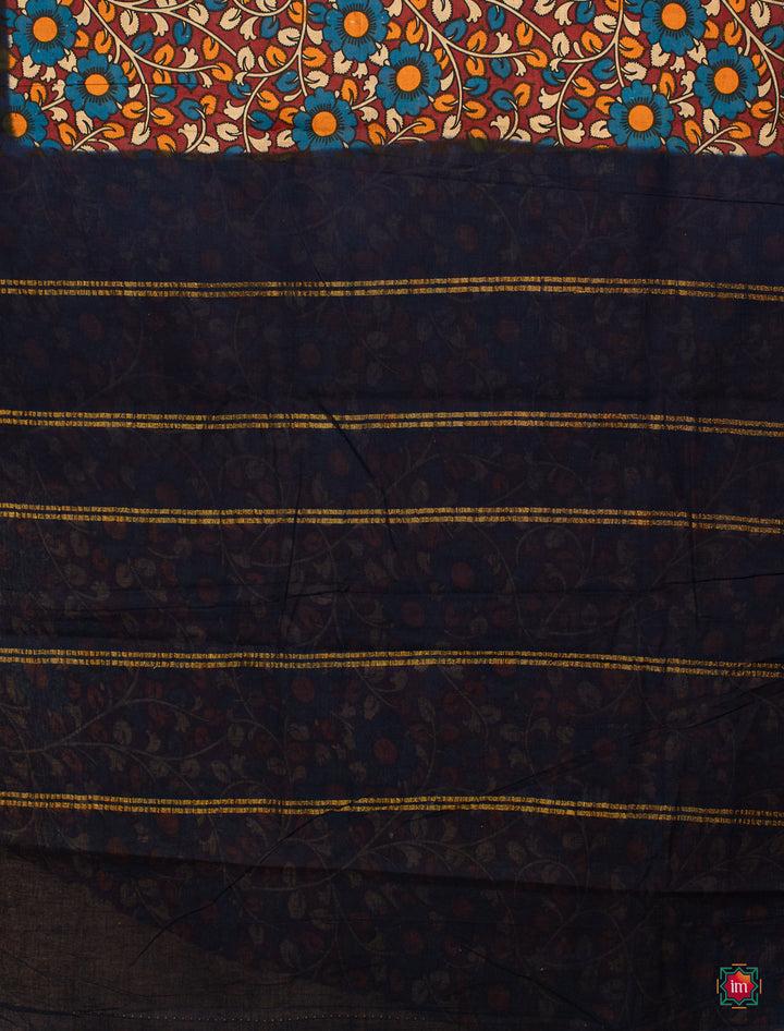 Multicolour-Kalamkari-Sungudi-Cotton-Saree-Neelambari-3-The-Indian-Motif