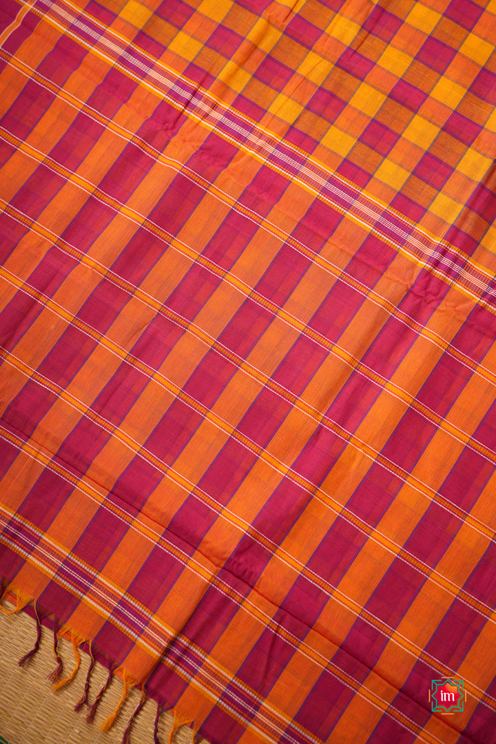 Mustard-Red-Udupi-Handloom-Cotton-Yakshagaana-Saree-Aata-3-The-Indian-Motif