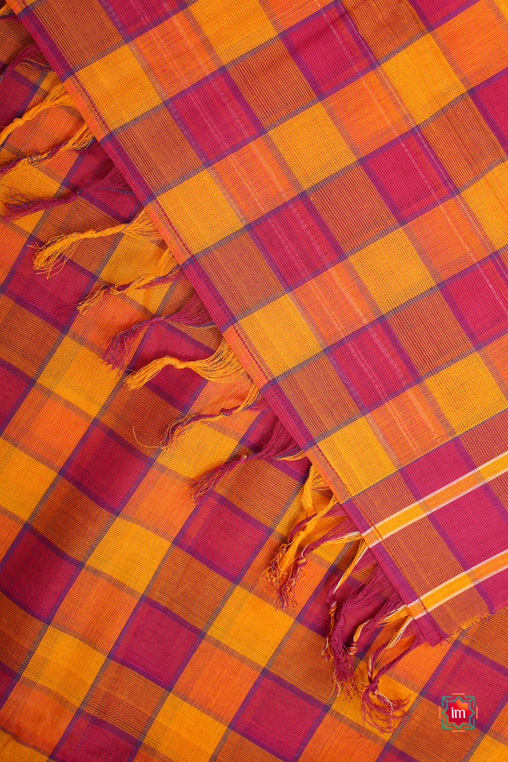 Mustard-Red-Udupi-Handloom-Cotton-Yakshagaana-Saree-Aata-4-The-Indian-Motif