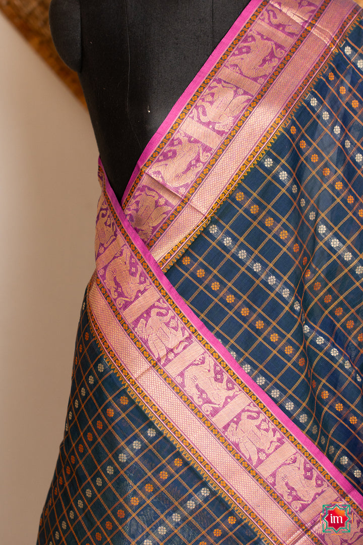 Navy-Blue-1000-Butta-Handloom-Kanchi-Cotton-Dupatta-Megham-1-The-Indian-Motif