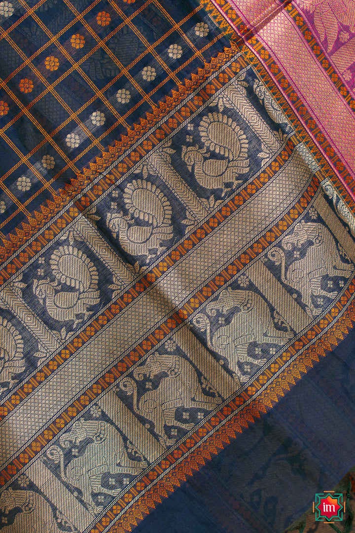 Navy-Blue-1000-Butta-Handloom-Kanchi-Cotton-Dupatta-Megham-4-The-Indian-Motif