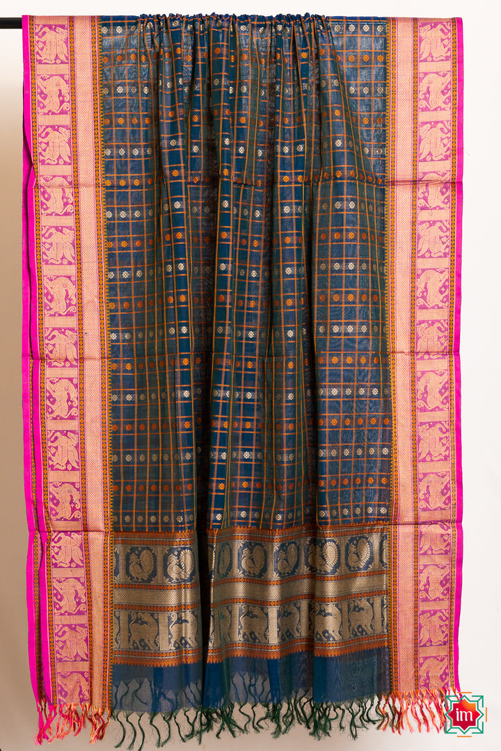 Navy-Blue-1000-Butta-Handloom-Kanchi-Cotton-Dupatta-Megham-5-The-Indian-Motif