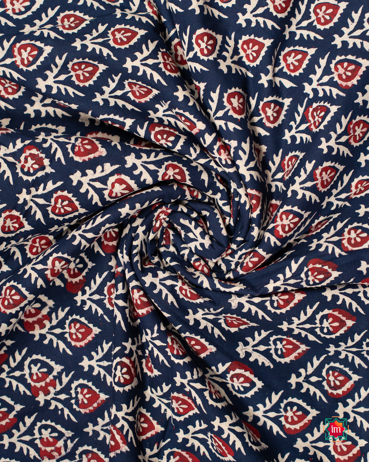Navy-Blue-Bagru-Handblock-Printed-Fabric-2-The-Indian-Motif