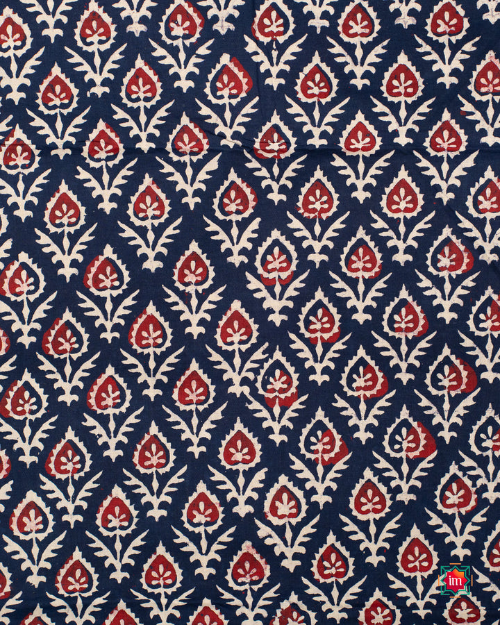 Navy-Blue-Bagru-Handblock-Printed-Fabric-2-The-Indian-Motif