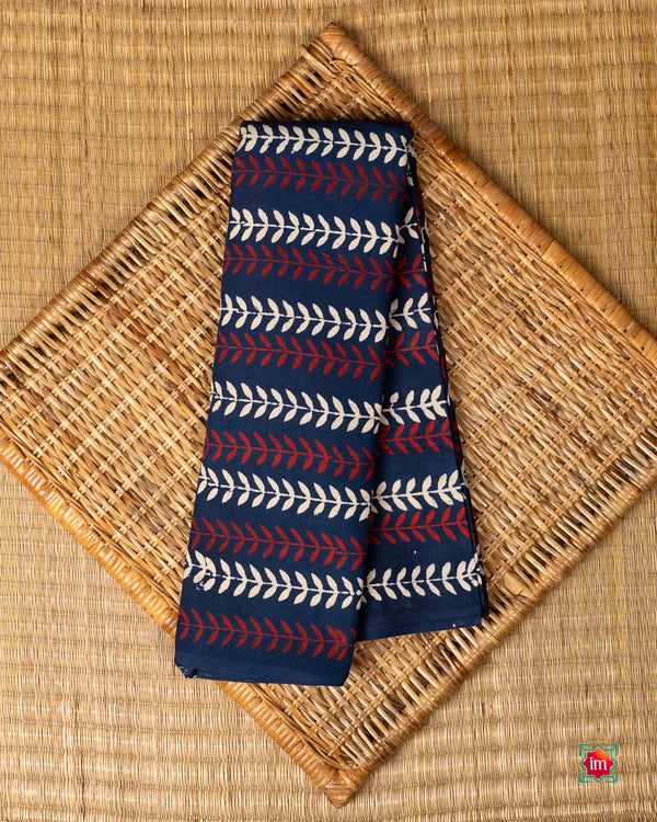 Navy-Blue-Fern-Bagru-Handblock-Printed-Fabric-2-The-Indian-Motif