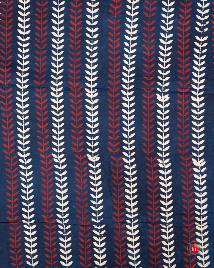 Navy-Blue-Fern-Bagru-Handblock-Printed-Fabric-The-Indian-Motif