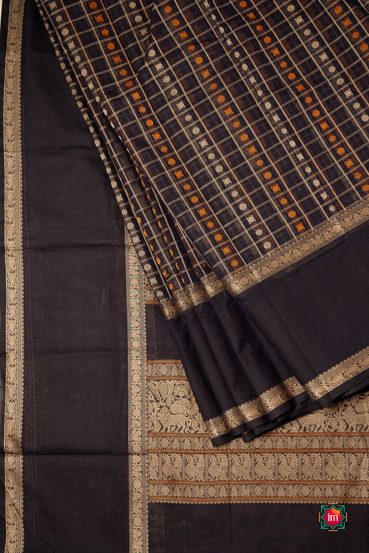 Navy-Blue-Shot-1000-Butta-Cotton-Saree-Krisha-Megham-1-The-Indian-motif
