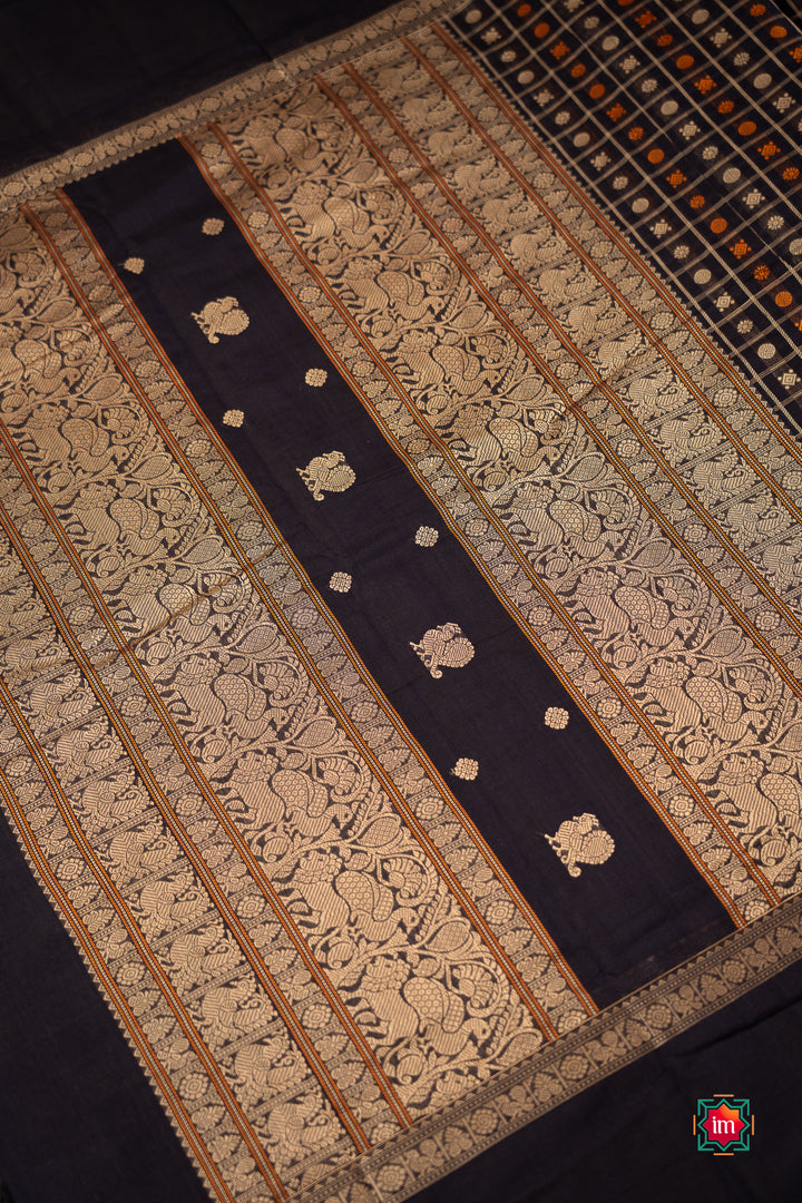 Navy-Blue-Shot-1000-Butta-Cotton-Saree-Krisha-Megham-3-The-Indian-motif