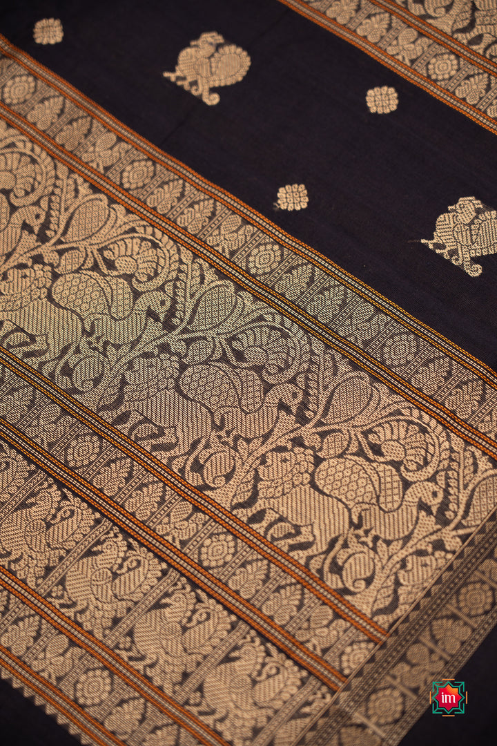 Navy-Blue-Shot-1000-Butta-Cotton-Saree-Krisha-Megham-5-The-Indian-motif