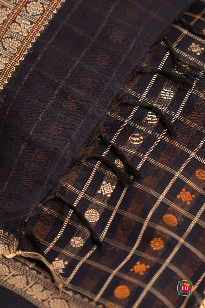 Navy-Blue-Shot-1000-Butta-Cotton-Saree-Krisha-Megham-6-The-Indian-motif