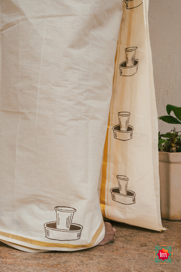 Onam-Coffee-Davara-Handblock-Mens-Dhoti-Kaapi-5-The-Indian-Motif