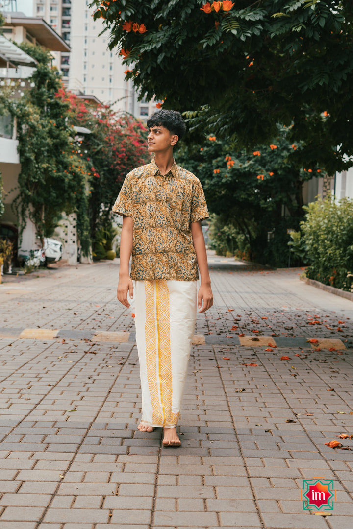 Onam-Geometric-Handblock-Mens-Dhoti-Kalikalam-1-The-Indian-Motif