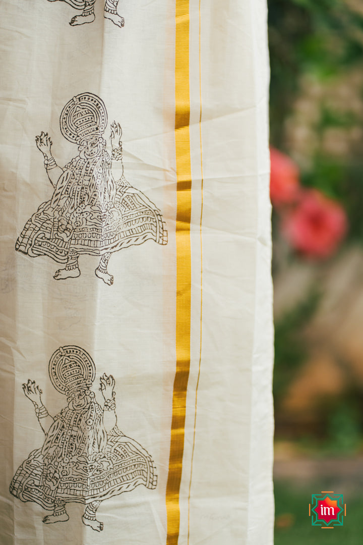 Onam-Kathakali-Handblock-Mens-Dhoti-Kathakali-4-The-Indian-motif