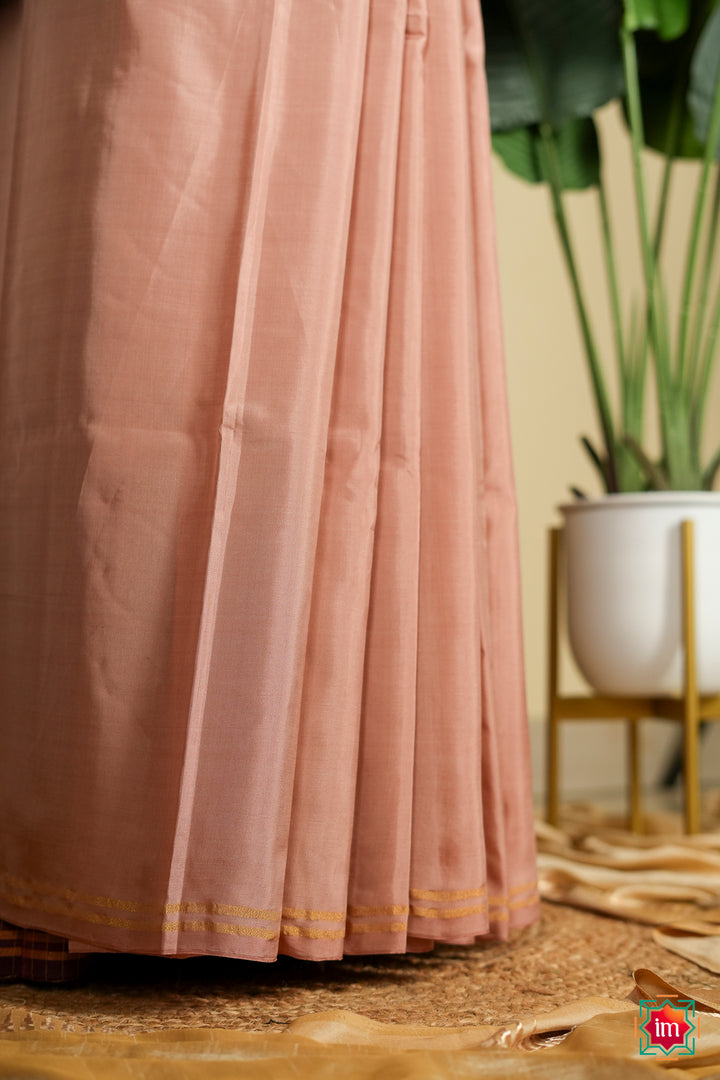 Onion-Pink-with-Brown-Soft-Silk-Handloom-Saree-Maya-1-The-Indian-Motif