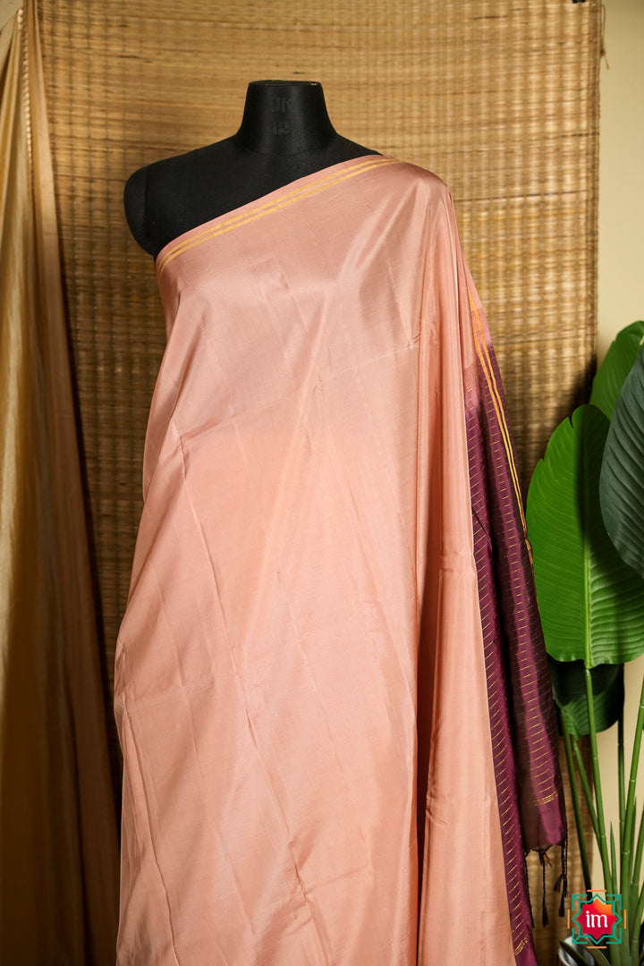 Onion-Pink-with-Brown-Soft-Silk-Handloom-Saree-Maya-2-The-Indian-Motif