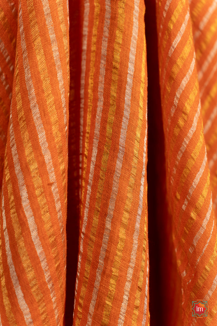 Orange-Handwoven-Linen-With-Zari-Saree-Sunrise-Glory-3-The-Indian-Motif