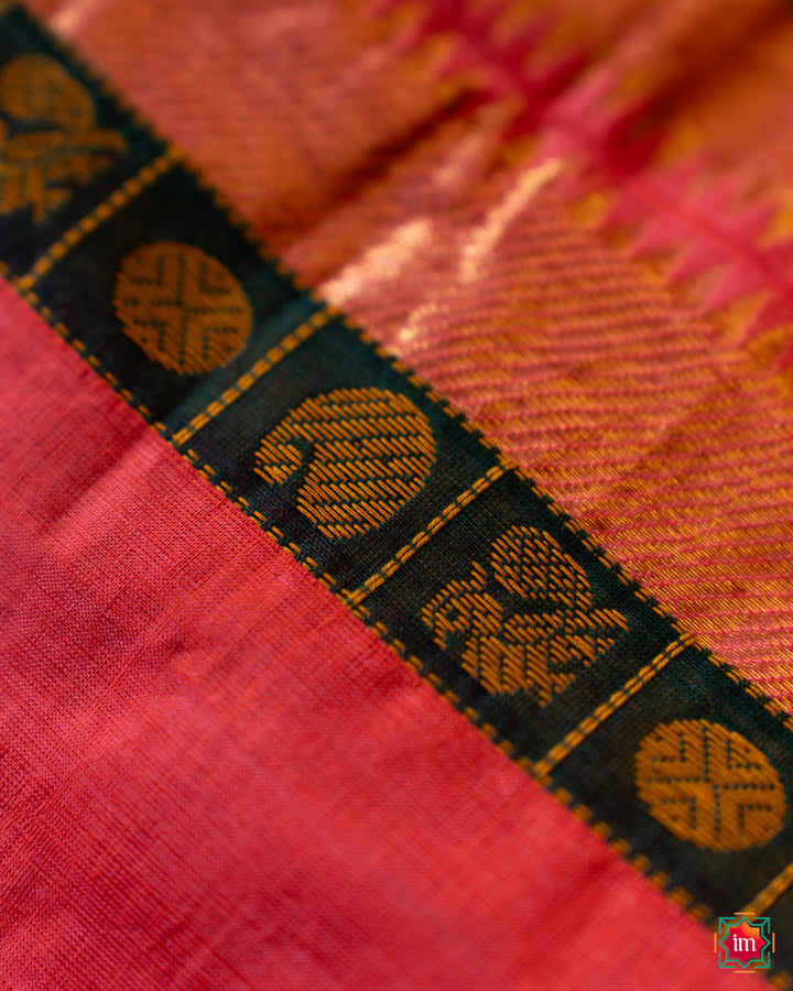 Orange Mangalgiri Pan Collared Blouse Anandabhairavi-6-The Indian Motif