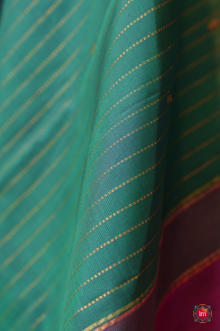 Peacock-green-and-pink-Kanjivaram-Handloom-Saree-Mayuraa-4-The-Indian-Motif