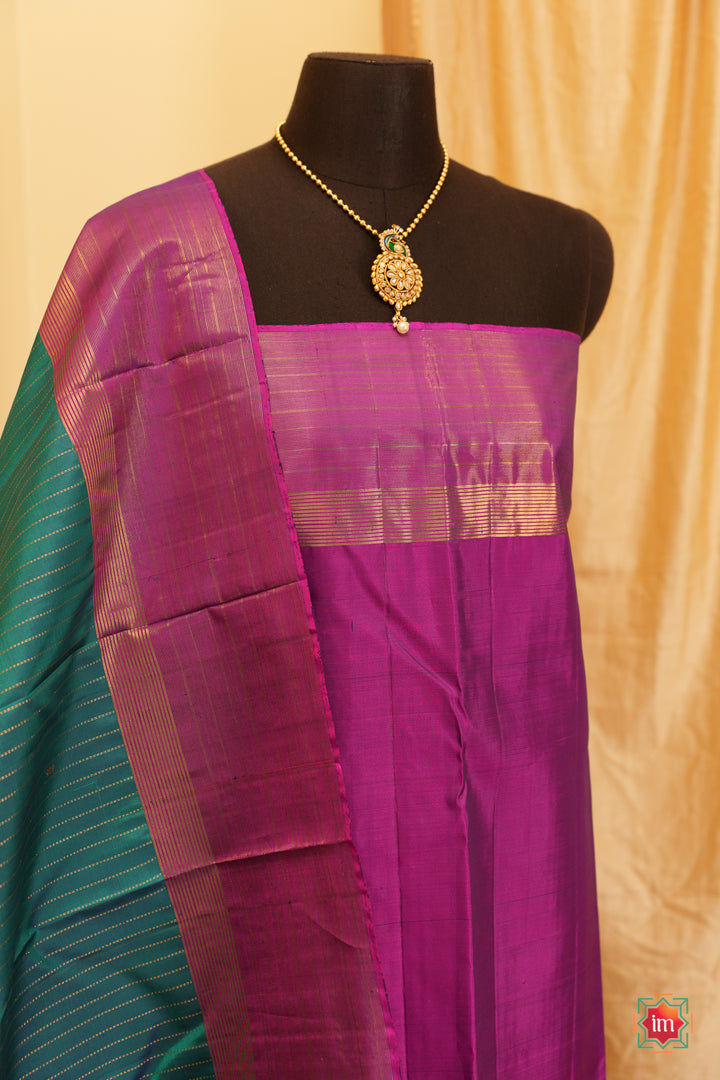 Peacock-green-and-pink-Kanjivaram-Handloom-Saree-Mayuraa-8-The-Indian-Motif