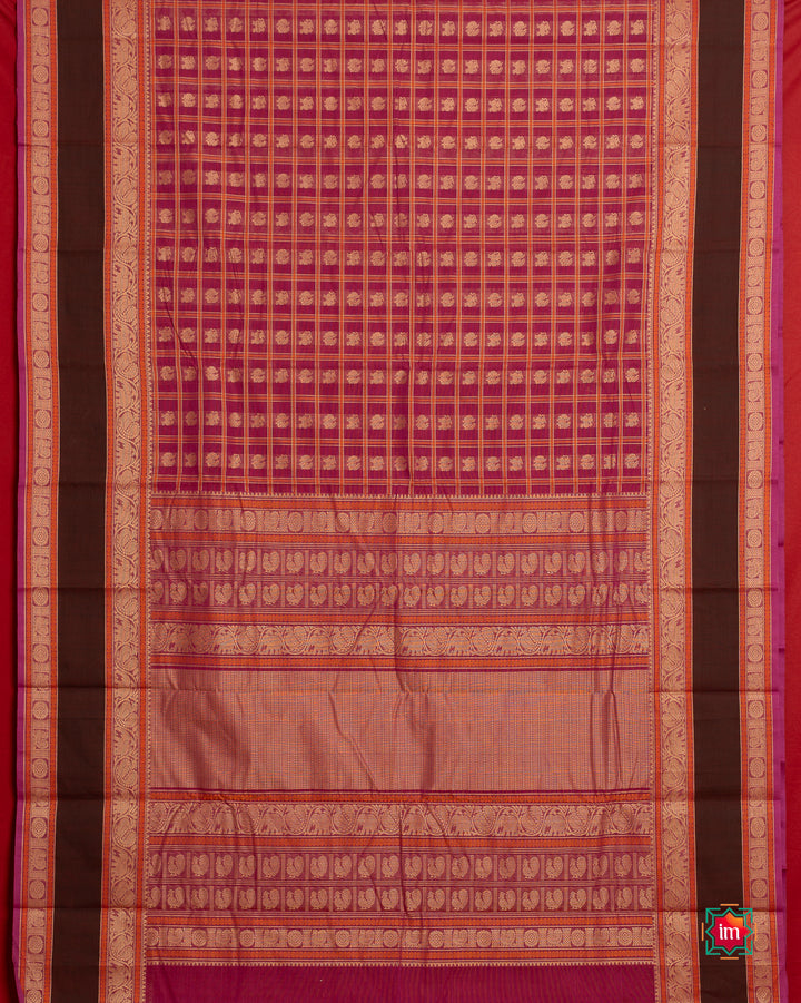 Pink-1000-Butta-Kanchi-Cotton-Saree-Panju-Mittai-2-The-Indian-Motif
