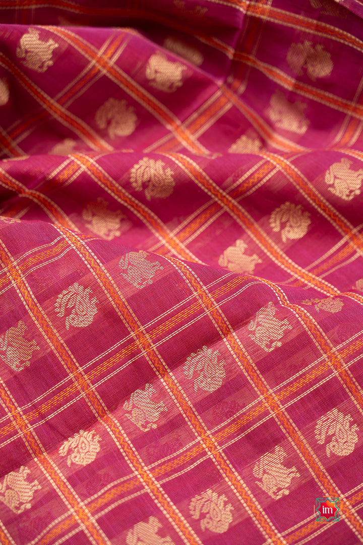 Pink-1000-Butta-Kanchi-Cotton-Saree-Panju-Mittai-3-The-Indian-Motif
