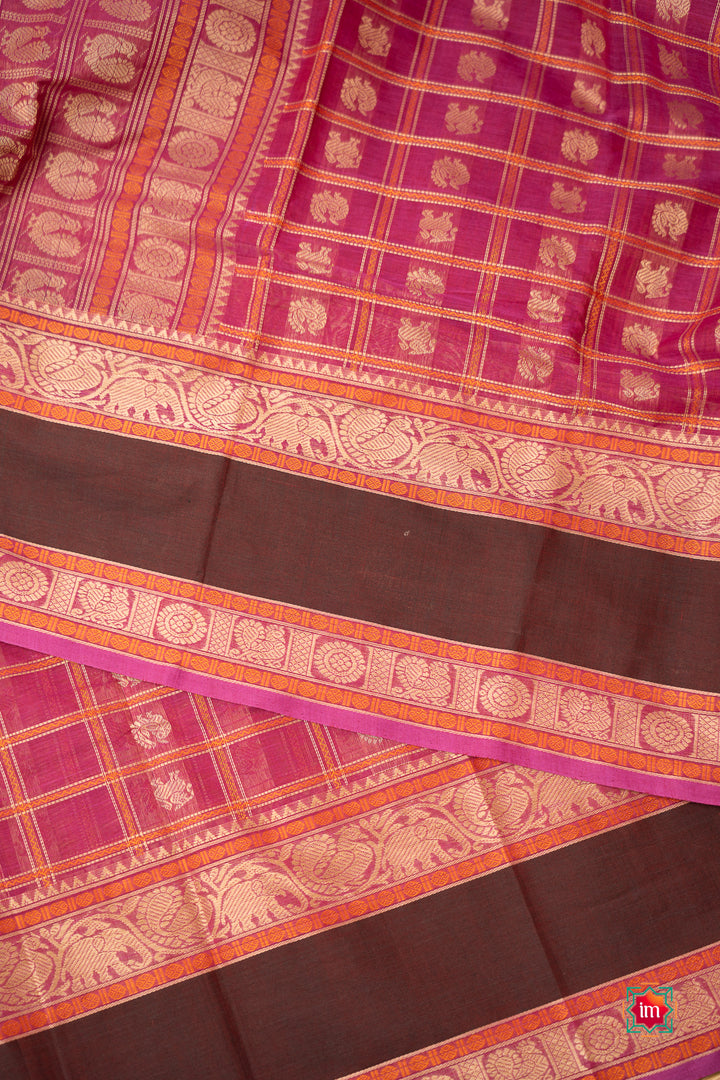 Pink-1000-Butta-Kanchi-Cotton-Saree-Panju-Mittai-6-The-Indian-Motif