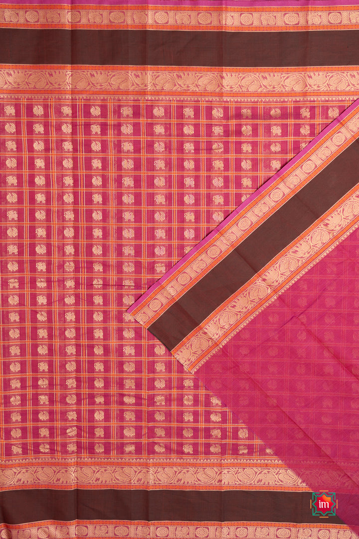 Pink-1000-Butta-Kanchi-Cotton-Saree-Panju-Mittai-8-The-Indian-Motif