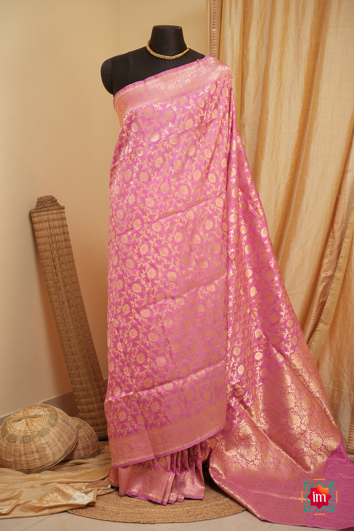 Pink-Banaras-Silk-Saree-Gulaab-The-Indian-Motif