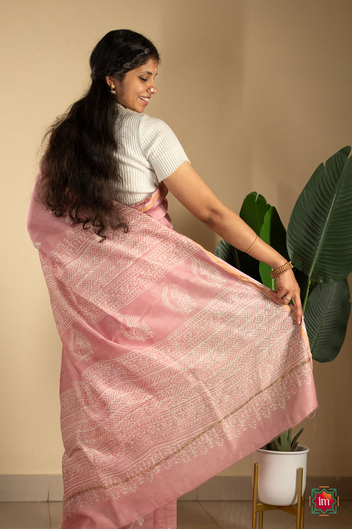 Pink-Dragonfly-Bagru-Handblock-Chanderi-Silk-Cotton-Saree-5-The-Indian-Motif