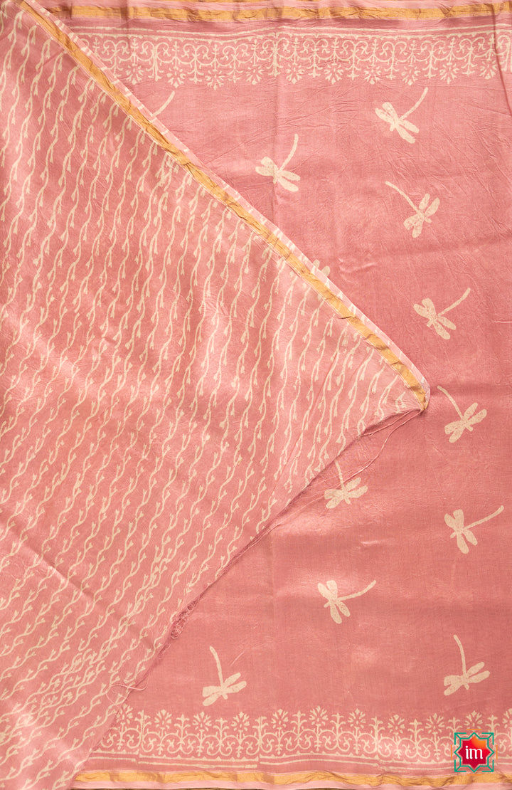 Pink-Dragonfly-Bagru-Handblock-Chanderi-Silk-Cotton-Saree-7-The-Indian-Motif
