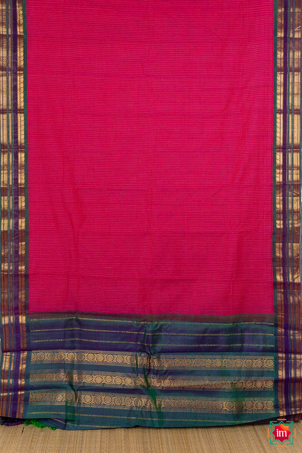 Pink Handloom Gadwal Cotton Saree Agnee-The Indian Motif