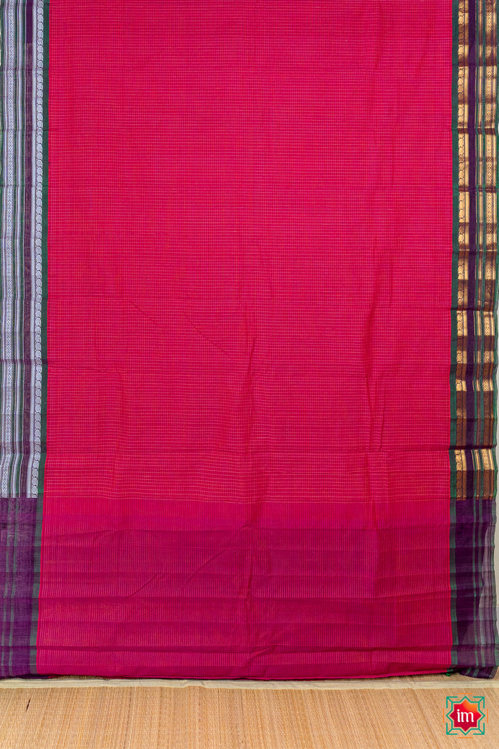 Pink Handloom Gadwal Cotton Saree Agnee-4-The Indian Motif