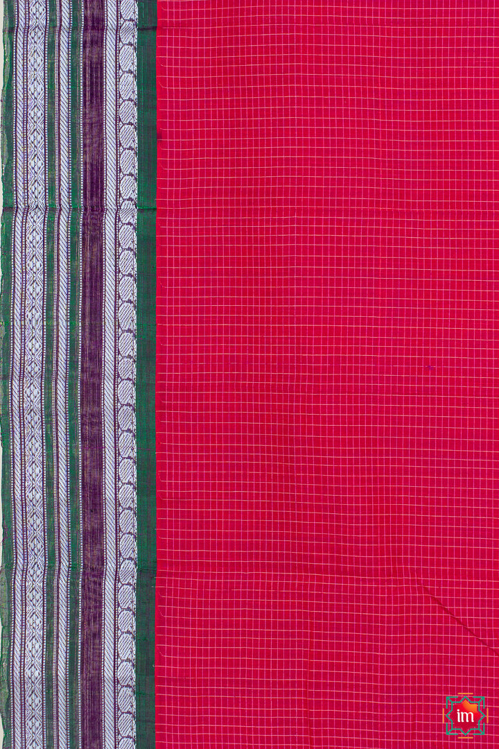 Pink Handloom Gadwal Cotton Saree Agnee-6-The Indian Motif