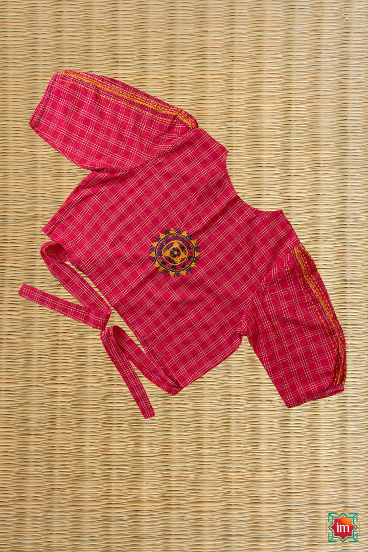 Pink Lambani Embroidery Tie-Blouse Anokhi-1-The Indian Motif