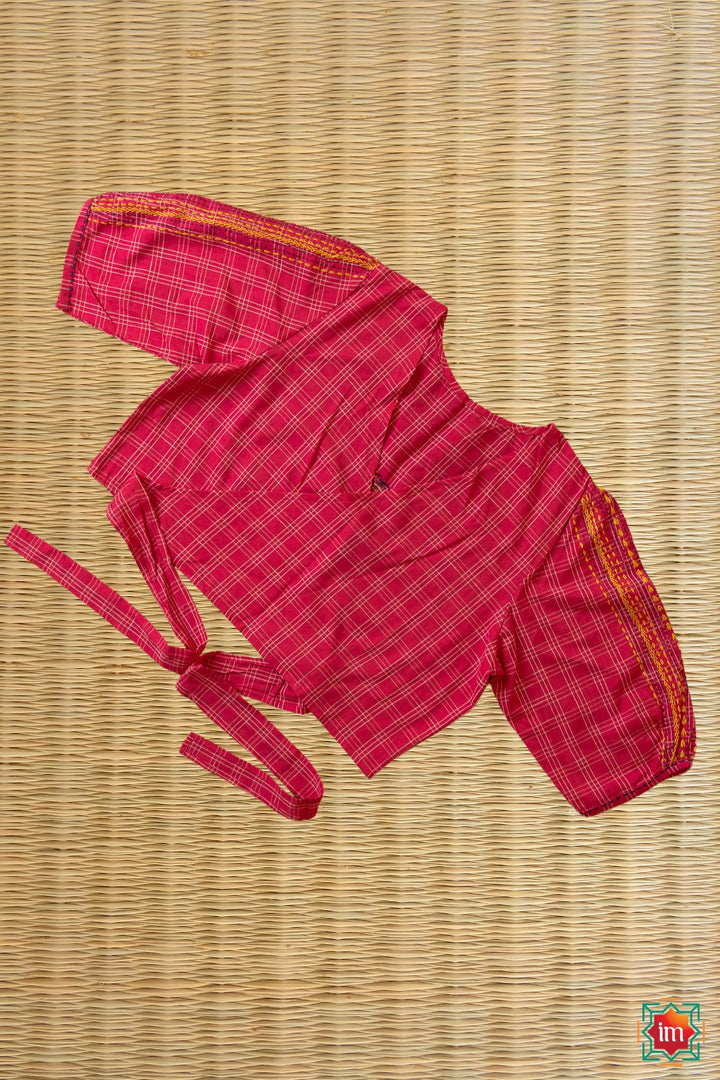 Pink Lambani Embroidery Tie-Blouse Anokhi-2-The Indian Motif