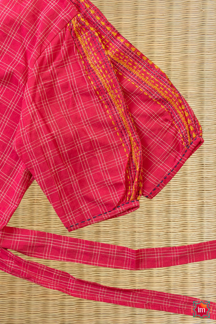 Pink Lambani Embroidery Tie-Blouse Anokhi-4-The Indian Motif