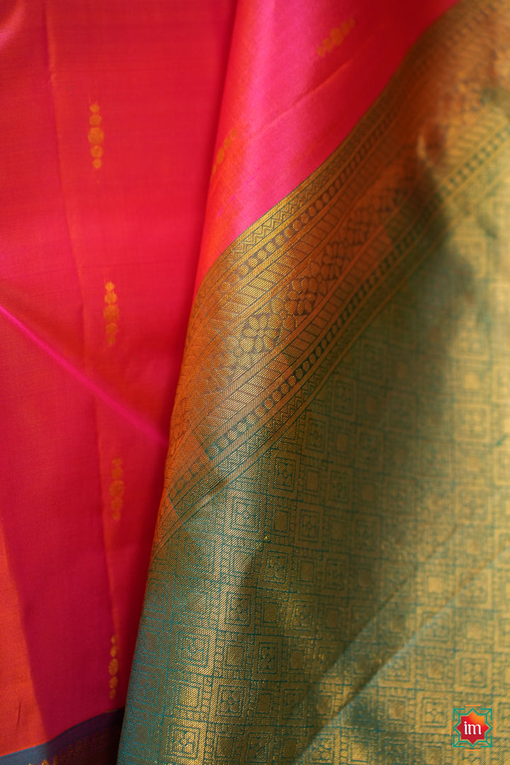 Pink-With-Blue-Kanjivaram-Handloom-Saree-Ananya-6-The-Indian-Motif