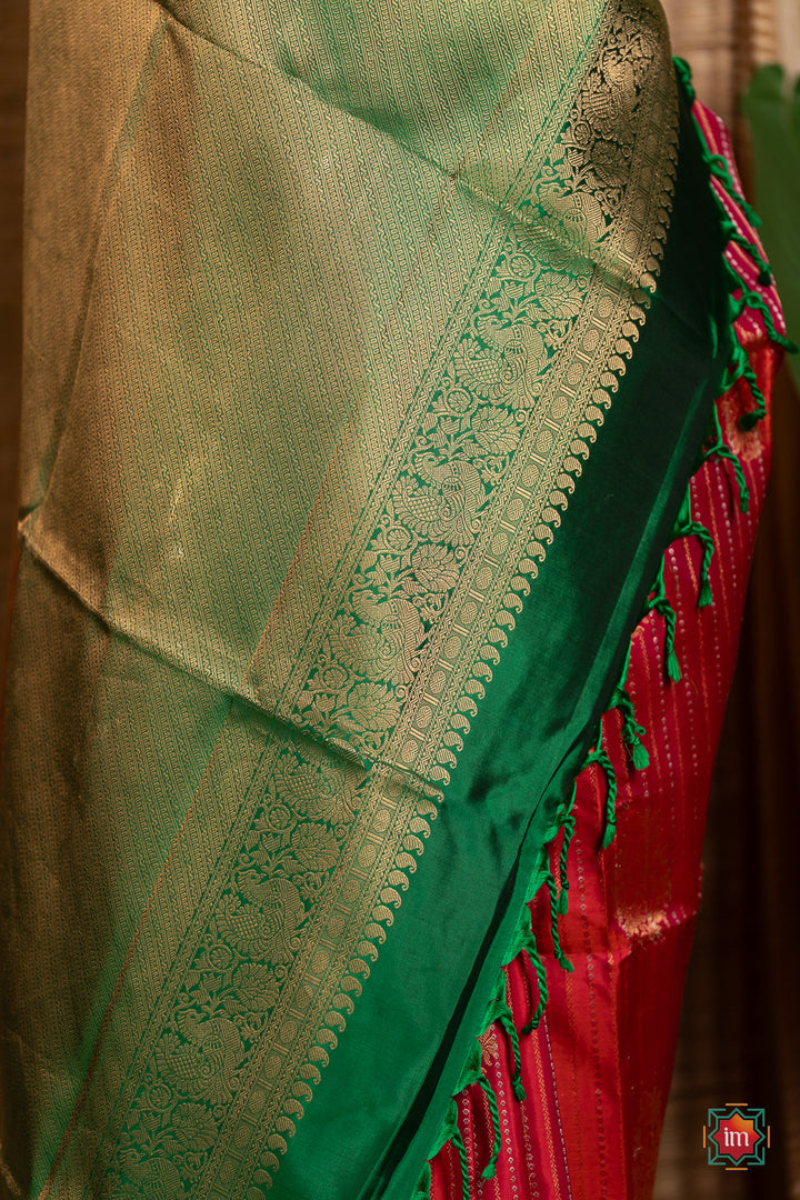 Pink-With-Green-Molkalmuru-Soft-Silk-Saree-Sundari-5-The-Indian-Motf