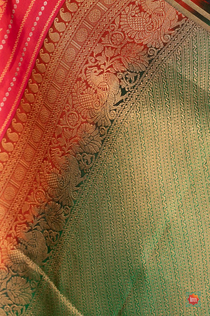 Pink-With-Green-Molkalmuru-Soft-Silk-Saree-Sundari-9-The-Indian-Motf