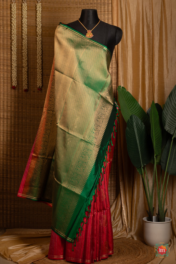 Pink-With-Green-Molkalmuru-Soft-Silk-Saree-Sundari-The-Indian-Motf