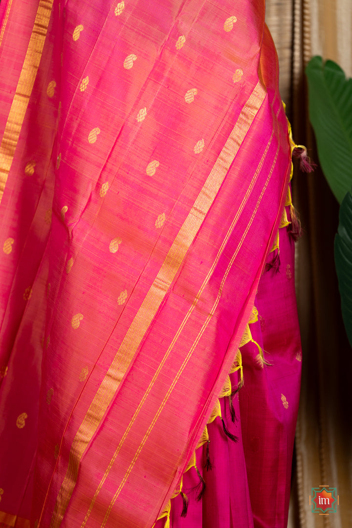 Pink-With-Yellow-Kanjivaram-Silk-Saree-Pavizham-6-The-Indian-Motif