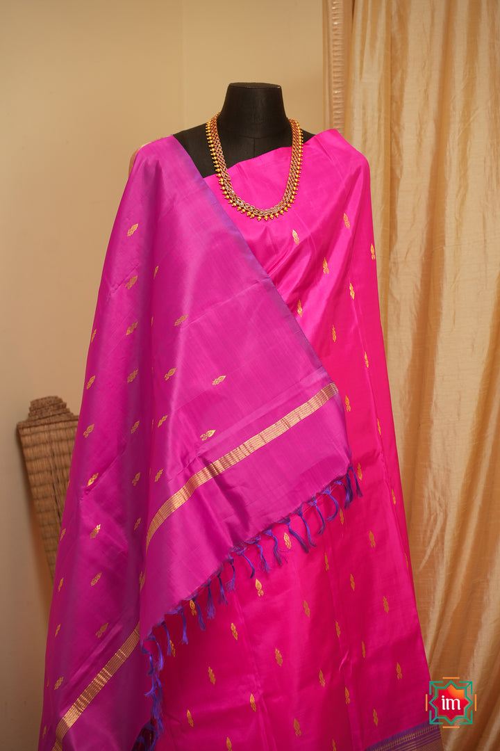 Pink With-Purple-Kanjivaram-Silk-Saree-Meenakshi-2-The-Indian-Motif