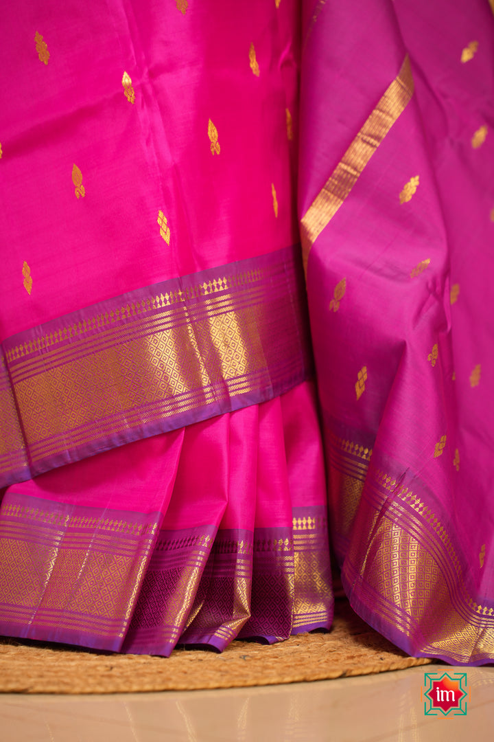 Pink With-Purple-Kanjivaram-Silk-Saree-Meenakshi-5-The-Indian-Motif